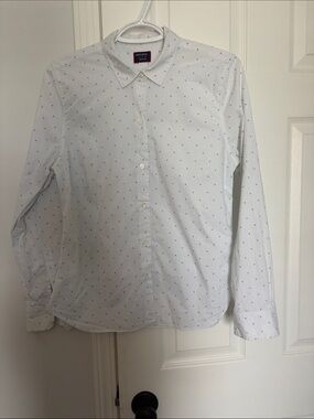 UNTUCKit White Button-Down Shirt with Navy Micro Dots